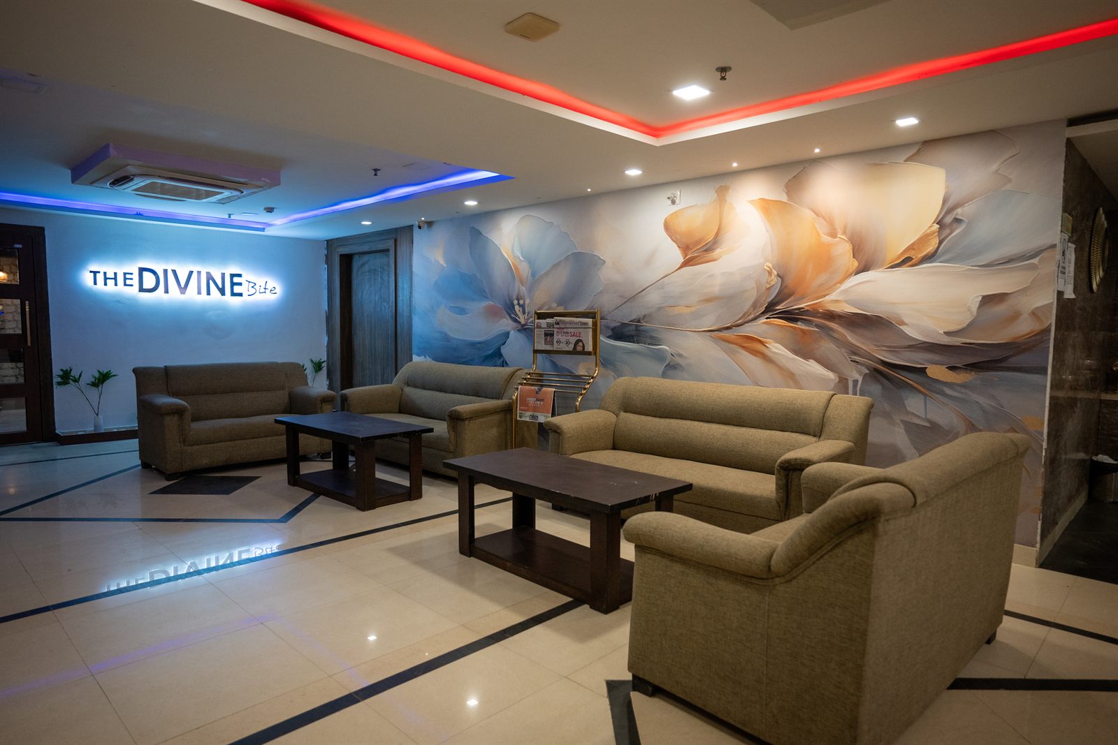 Lobby seating beside The Divine Bite entrance